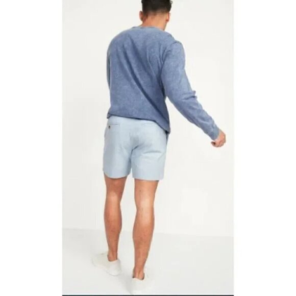 Old Navy Men's Ultimate Slim Micro-Stripe Chino Shorts Mini Blue Size 34 - Picture 2 of 8